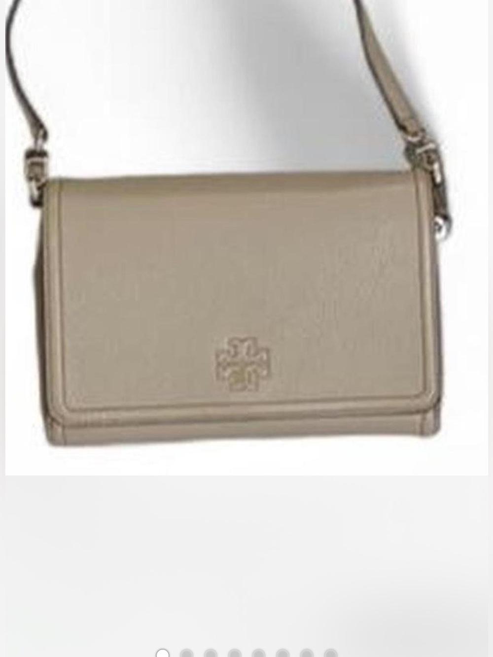 Tory Burch Neutral Taupe Pebbled Leather Crossbody